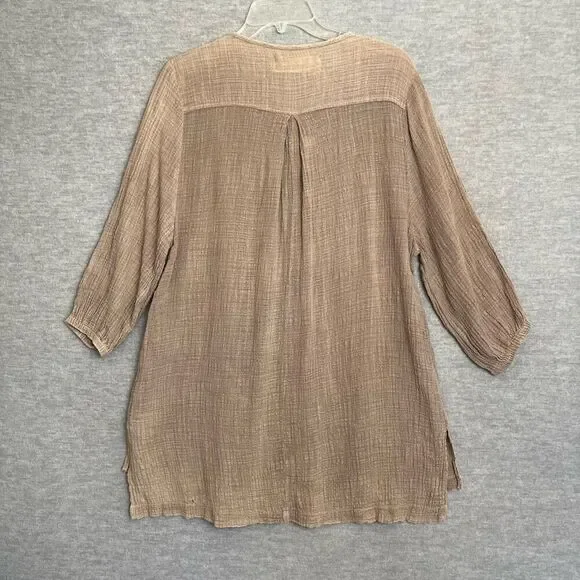 M. Rena Boho Lagenlook Gauze Tunic Womens Medium Beachy Artsy Breezy Made in USA - Picture 6 of 13